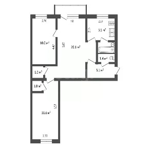 Продается 3-комн. квартира, 55,8 м²