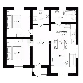 Продается 1-этажный дом, 79 м²