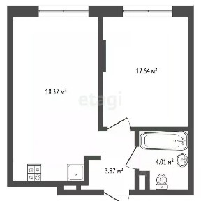 Продается 1-комн. квартира, 44,4 м²