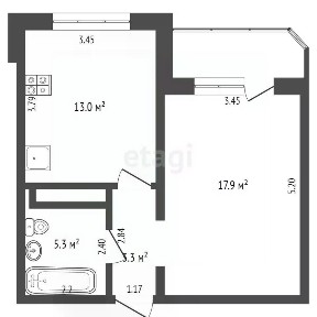 Продается 1-комн. квартира, 39,7 м²
