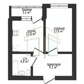 Продается 1-комн. квартира, 45,9 м²
