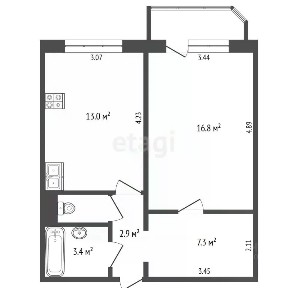 Продается 1-комн. квартира, 44,9 м²