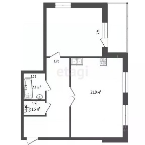 Продается 1-комн. квартира, 50,8 м²