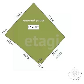 Продается участок, 12,39 сот.