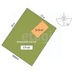Продается 1-этажный дом, 74 м²