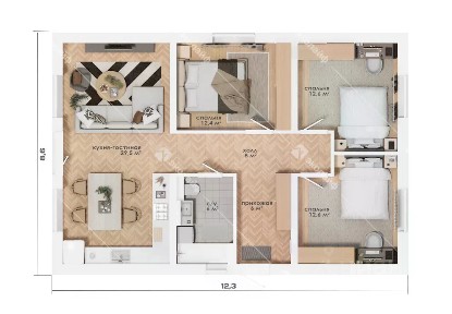 Продается 1-этажный дом, 90 м²