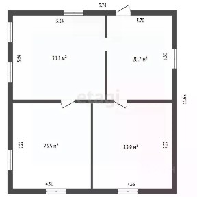 Продается 1-этажный дом, 117 м²