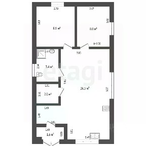 Продается 1-этажный дом, 50,3 м²