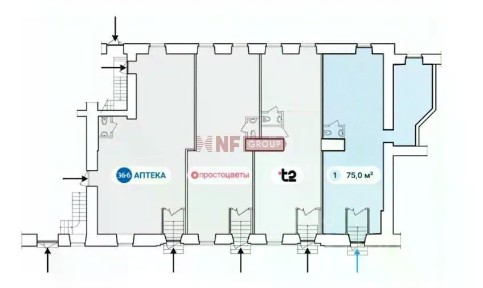 Сдается торговая площадь, 75 м²