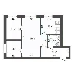 Продается 2-комн. квартира, 43,4 м²