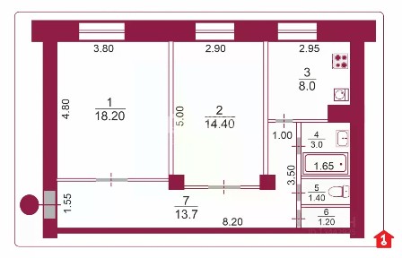 Продается 2-комн. квартира, 60,2 м²