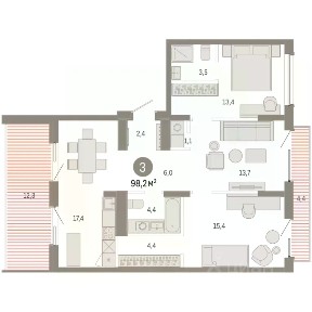 Продается 3-комн. квартира, 98,16 м²