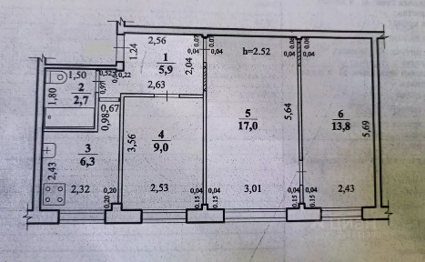 Продается 3-комн. квартира, 54,7 м²