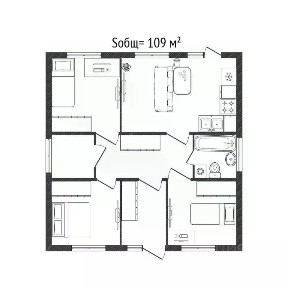 Продается 1-этажный дом, 101 м²