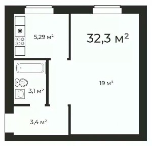 Продается 1-комн. квартира, 32,3 м²