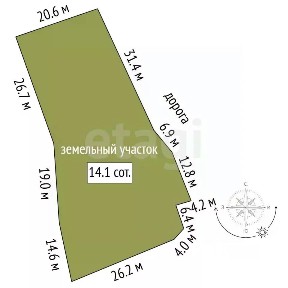 Продается участок, 14,08 сот.