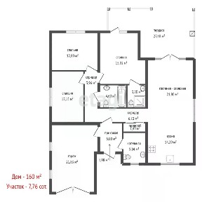 Продается 1-этажный дом, 160 м²