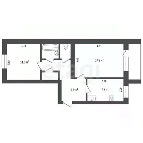 Продается 2-комн. квартира, 51,6 м²