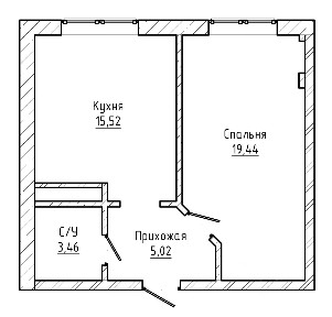 Продается 1-комн. квартира, 44,2 м²