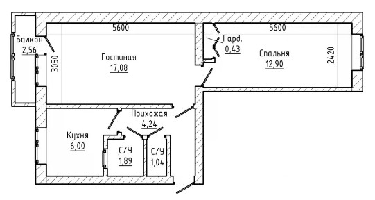 Продается 2-комн. квартира, 44,8 м²