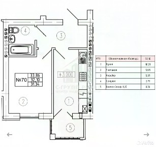 Продается 1-комн. квартира, 33,86 м²