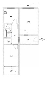 Продается 2-комн. квартира, 54 м²