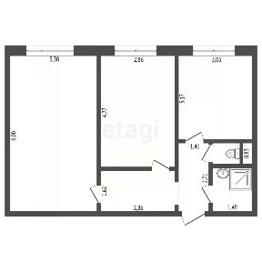 Продается 2-комн. квартира, 53,6 м²