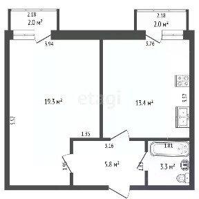 Продается 1-комн. квартира, 41,8 м²