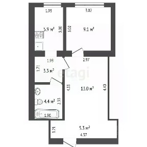 Продается 2-комн. квартира, 41 м²