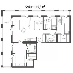 Продается 4-комн. квартира, 119,5 м²