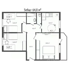 Продается 3-комн. квартира, 64,8 м²