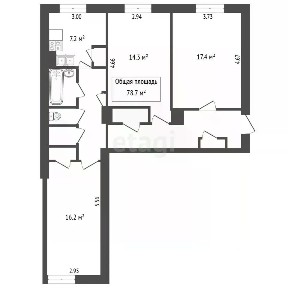 Продается 3-комн. квартира, 78,7 м²
