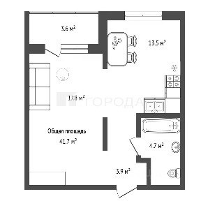Продается 1-комн. квартира, 41,7 м²
