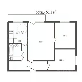 Продается 3-комн. квартира, 51,8 м²