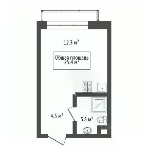 Продается студия, 25,4 м²