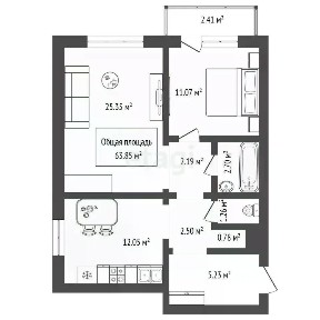 Продается 2-комн. квартира, 63,85 м²