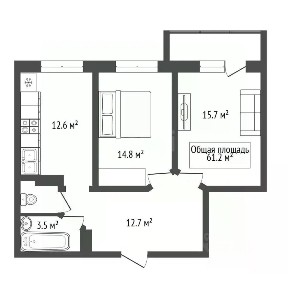 Продается 2-комн. квартира, 61,2 м²