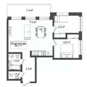 Продается 3-комн. квартира, 86,8 м²