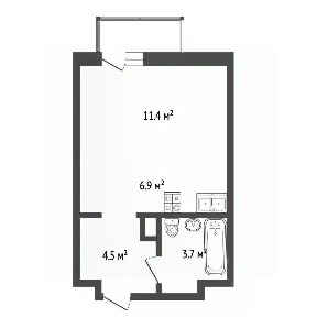 Продается студия, 29 м²
