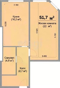 Продается 2-комн. квартира, 51,7 м²
