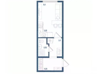 Продается студия, 21,7 м²