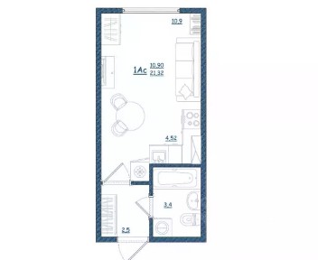 Продается студия, 21,3 м²