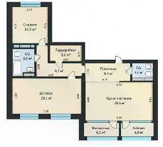 Продается 3-комн. квартира, 90,9 м²