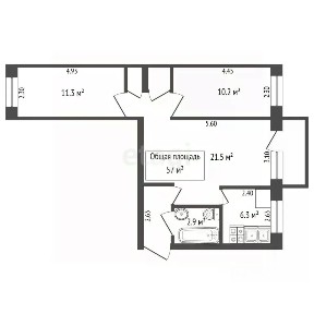 Продается 3-комн. квартира, 57 м²
