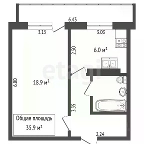 Продается 1-комн. квартира, 35,9 м²