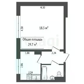 Продается 1-комн. квартира, 29,7 м²