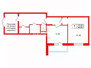 Продается 1-комн. квартира, 46,8 м²