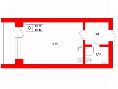 Продается студия, 19 м²
