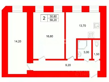Продается 2-комн. квартира, 58,2 м²