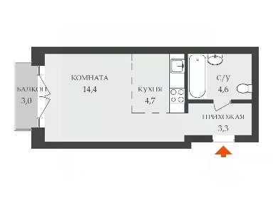 Продается студия, 27 м²